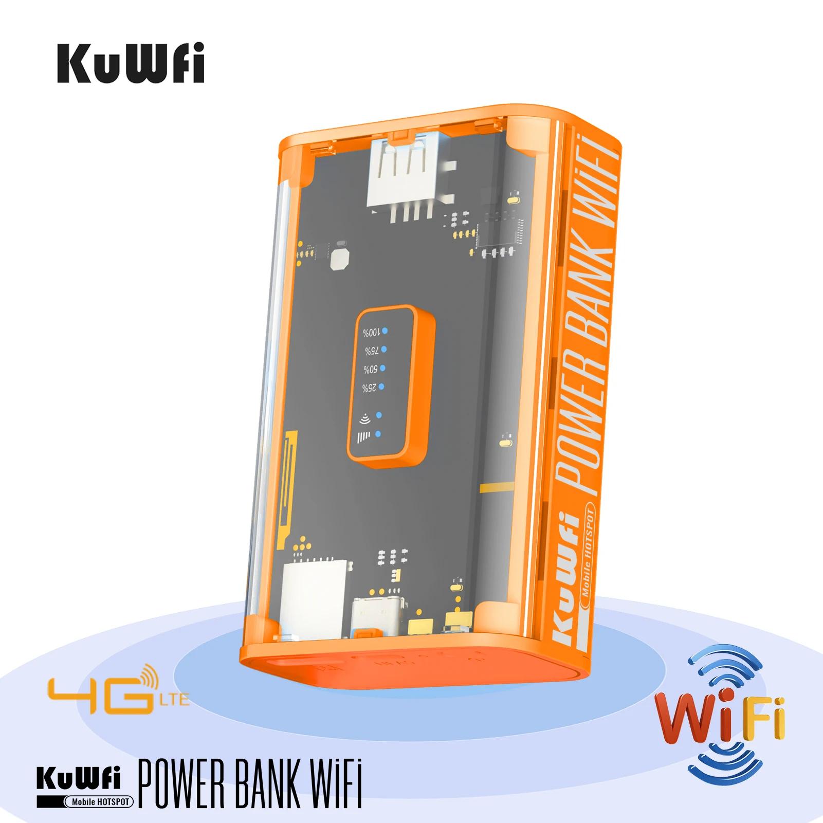 KuWFi 4G LTE , 150Mbps  WiFi Proteble   ֽ, SIM ī , USB Ʈ, 5200mAh 뷮 ba